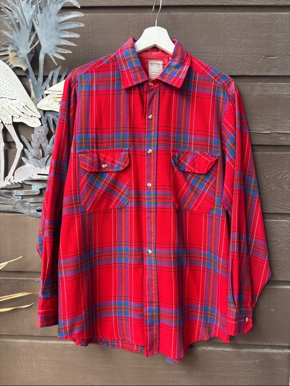 Outdoor Exchange Red Plaid Flannel Shirt - Classic Men's Button-Up
